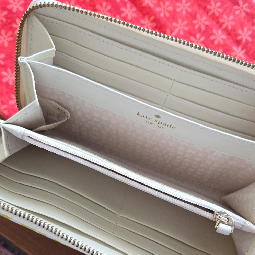 Kate Spade Yellow Leaf Patterned Zip Wallet - Picture 7 of 16